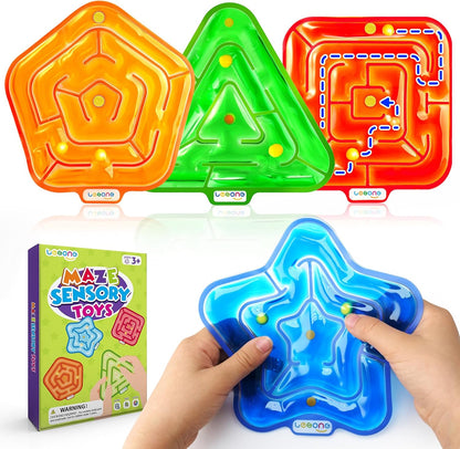 LESONG 凝膠迷宮感統玩具 4入組 Gel-Filled Maze Fidget Toys - 4 Pack