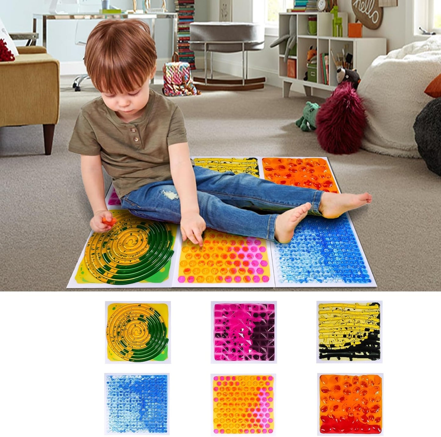 感統地墊6入組 30CM 液流觸覺墊 A款 Sensory Liquid Mats 6-Pack A Set