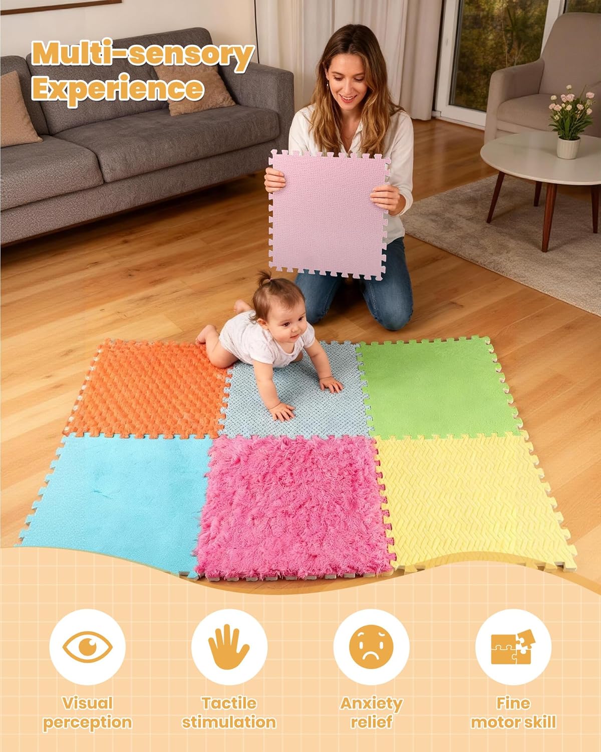 MOTGOM 感官拼接地墊｜12合1觸覺探索系統 Sensory Floor Tiles Set B