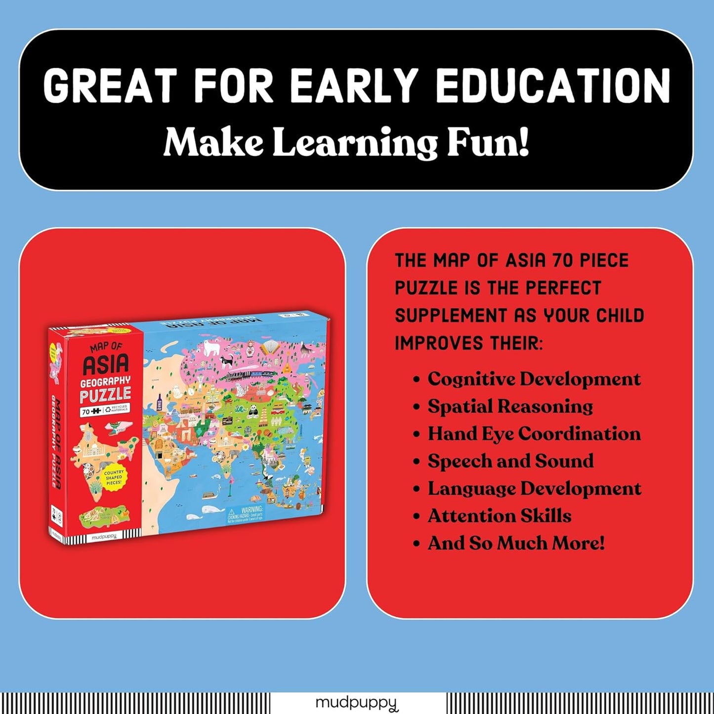 Mudpuppy 亞洲地圖拼圖 Map of Asia Puzzle