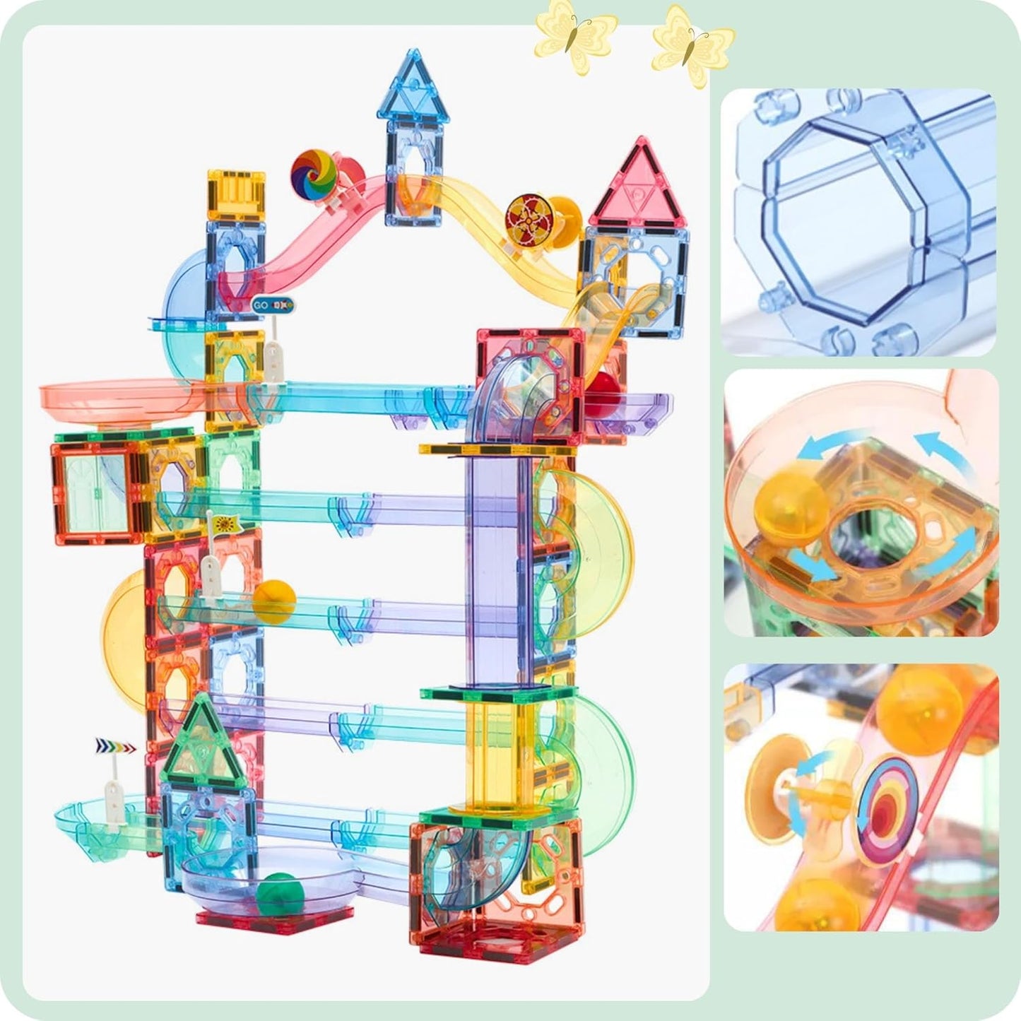 磁力軌道積木套裝 208片 Magnetic Tiles & Construction Blocks Set 208PCS