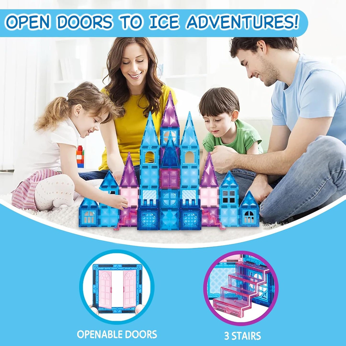 冰雪公主城堡磁力片 110件 Princess Castle Magnetic Tiles 110 PCS