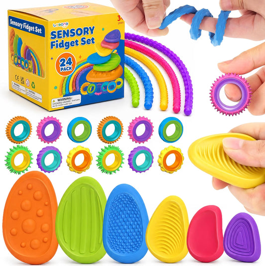 LESONG 矽膠感統減壓玩具套裝 24 Pack Silicone Sensory Fidget Set