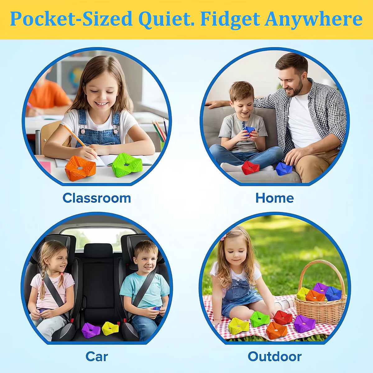 四面觸感翻轉方塊 矽膠感統減壓石 4-in-1 Textured Sensory Flip Cubes (Pack of 6)