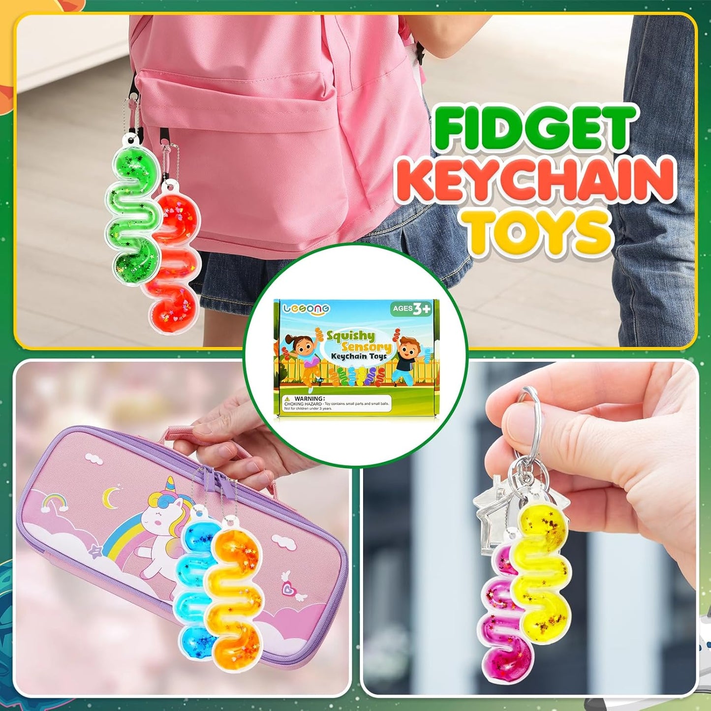 LESONG 感統鑰匙圈 Sensory Keychain Toys – 12 Pack