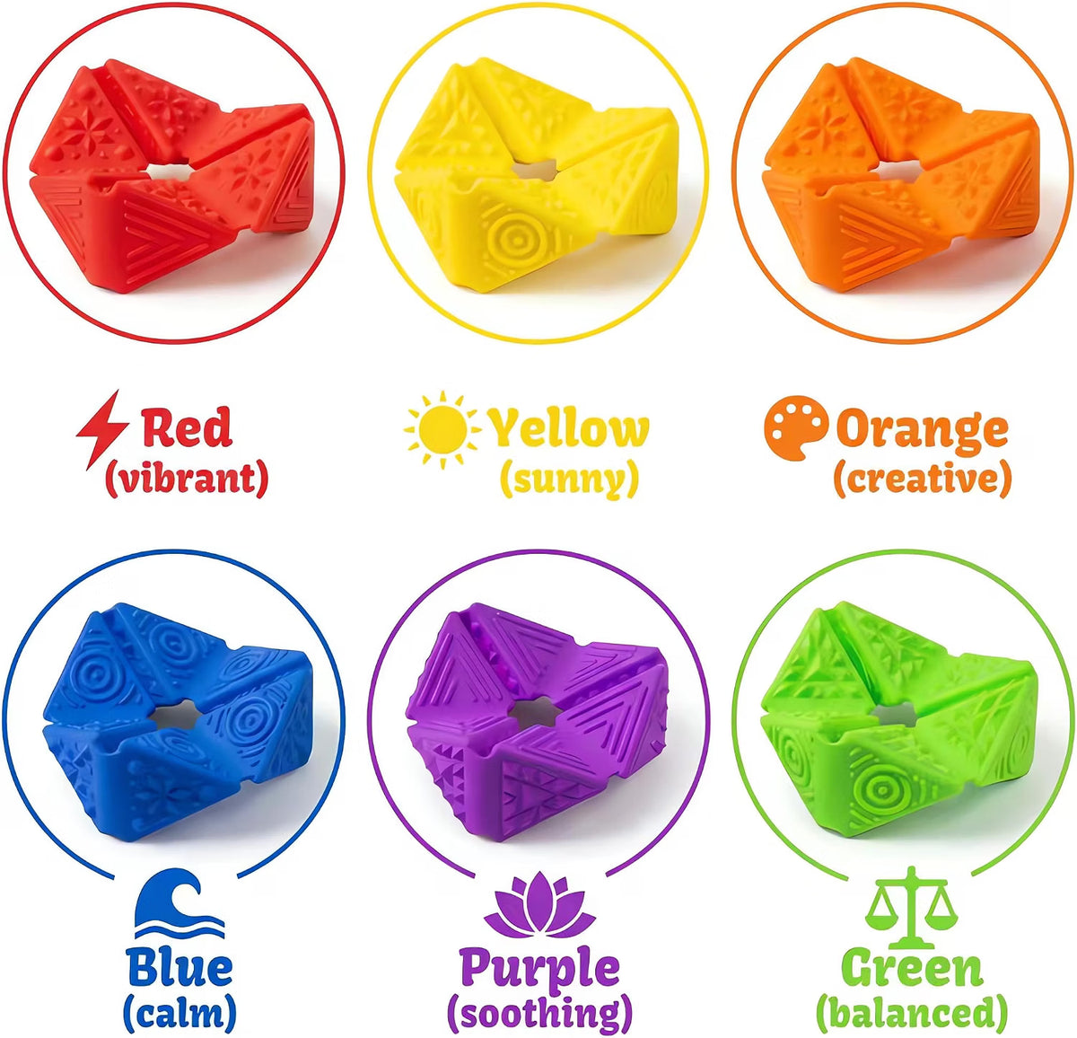 四面觸感翻轉方塊 矽膠感統減壓石 4-in-1 Textured Sensory Flip Cubes (Pack of 6)
