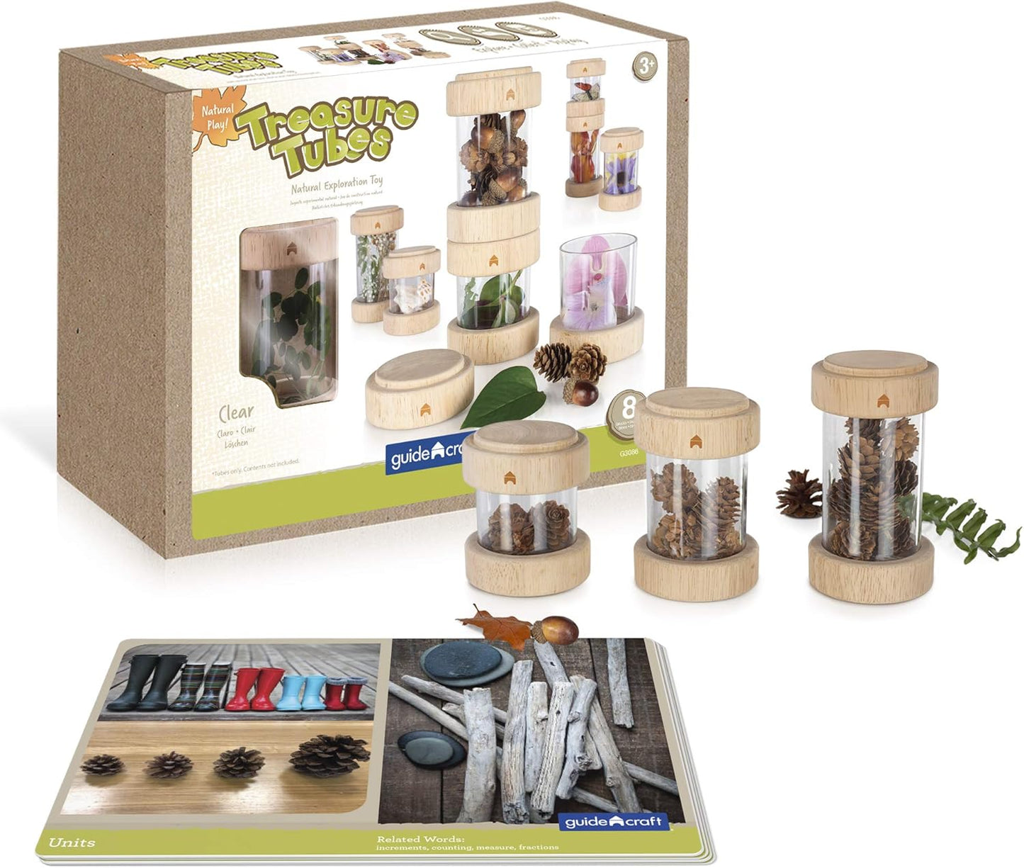 Guidecraft 透明探索寶藏筒 － 兒童感官觀察瓶 Treasure Tubes Clear – Sensory Observation &amp; Stacking Toy for Kids