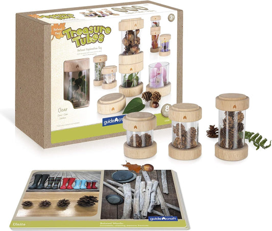 Guidecraft 透明探索寶藏筒 － 兒童感官觀察瓶 Treasure Tubes Clear – Sensory Observation &amp; Stacking Toy for Kids