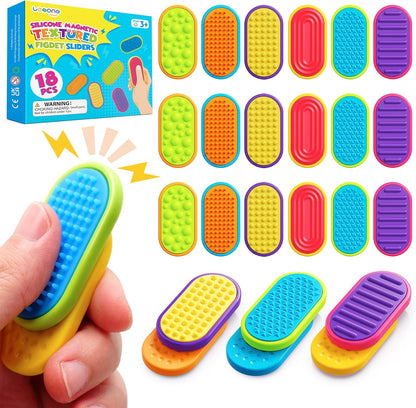 LESONG 磁吸滑動感統玩具 Magnetic Silicone Slider Fidget Toys - 6/18 Pack