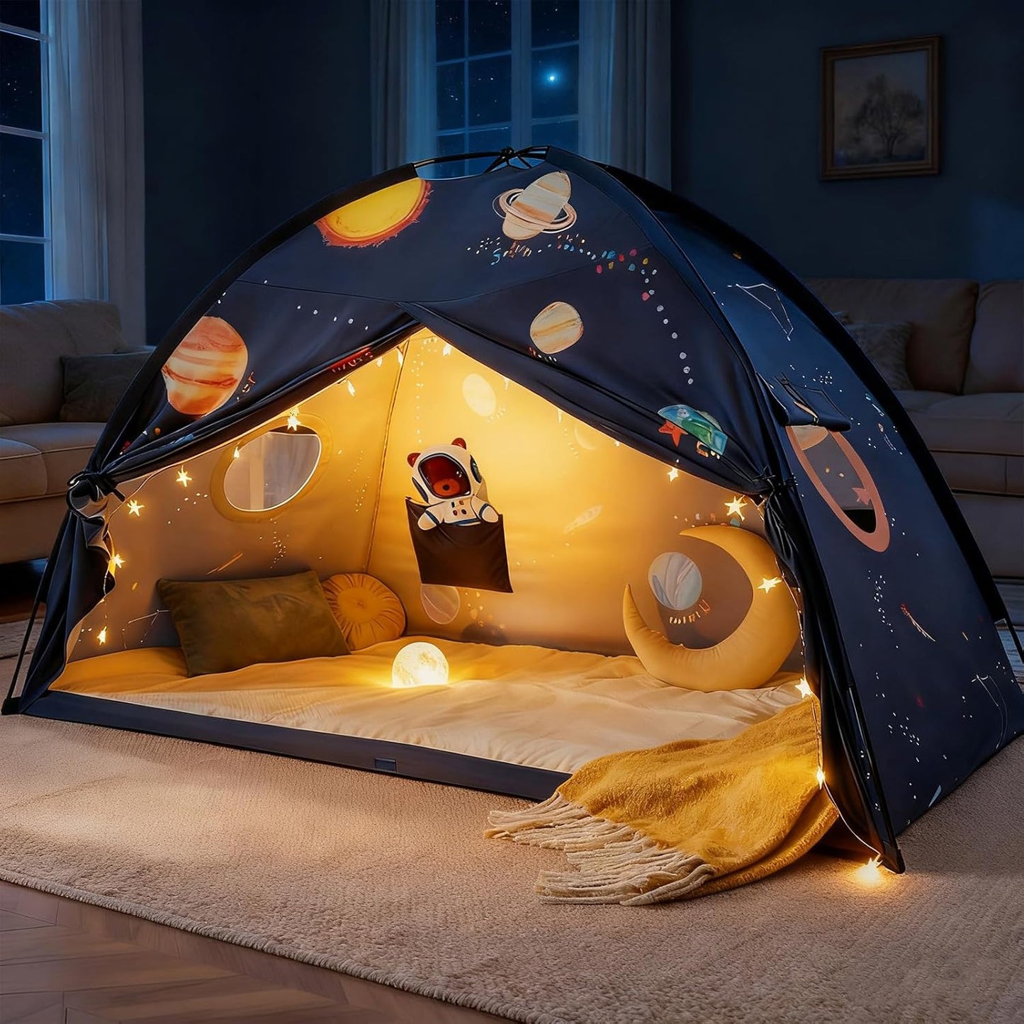 太空星系兒童床帳篷 (9大行星設計) Space Galaxy Bed Tent - 9 Planets Sleeping Canopy