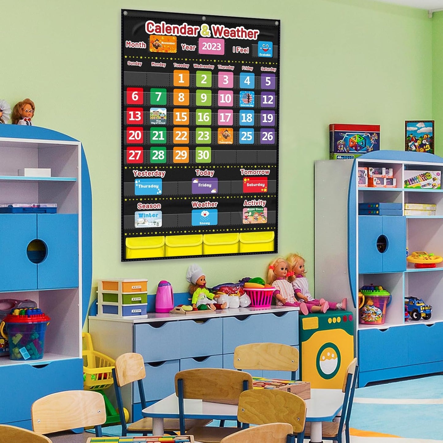 兒童月曆天氣學習圖表 Calendar & Weather Pocket Chart