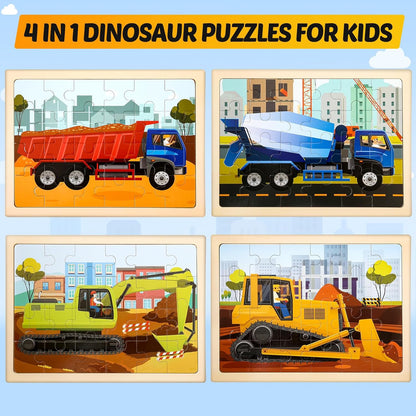木製工程車拼圖 Wooden Vehicle Puzzles for Kids