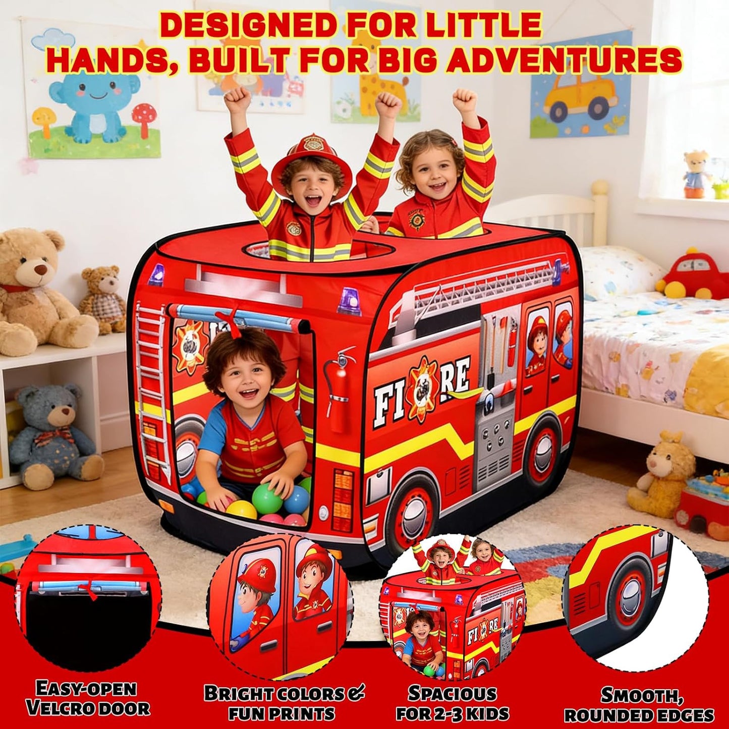 消防車造型兒童快開遊戲帳篷 Fire Truck Pop-Up Play Tent