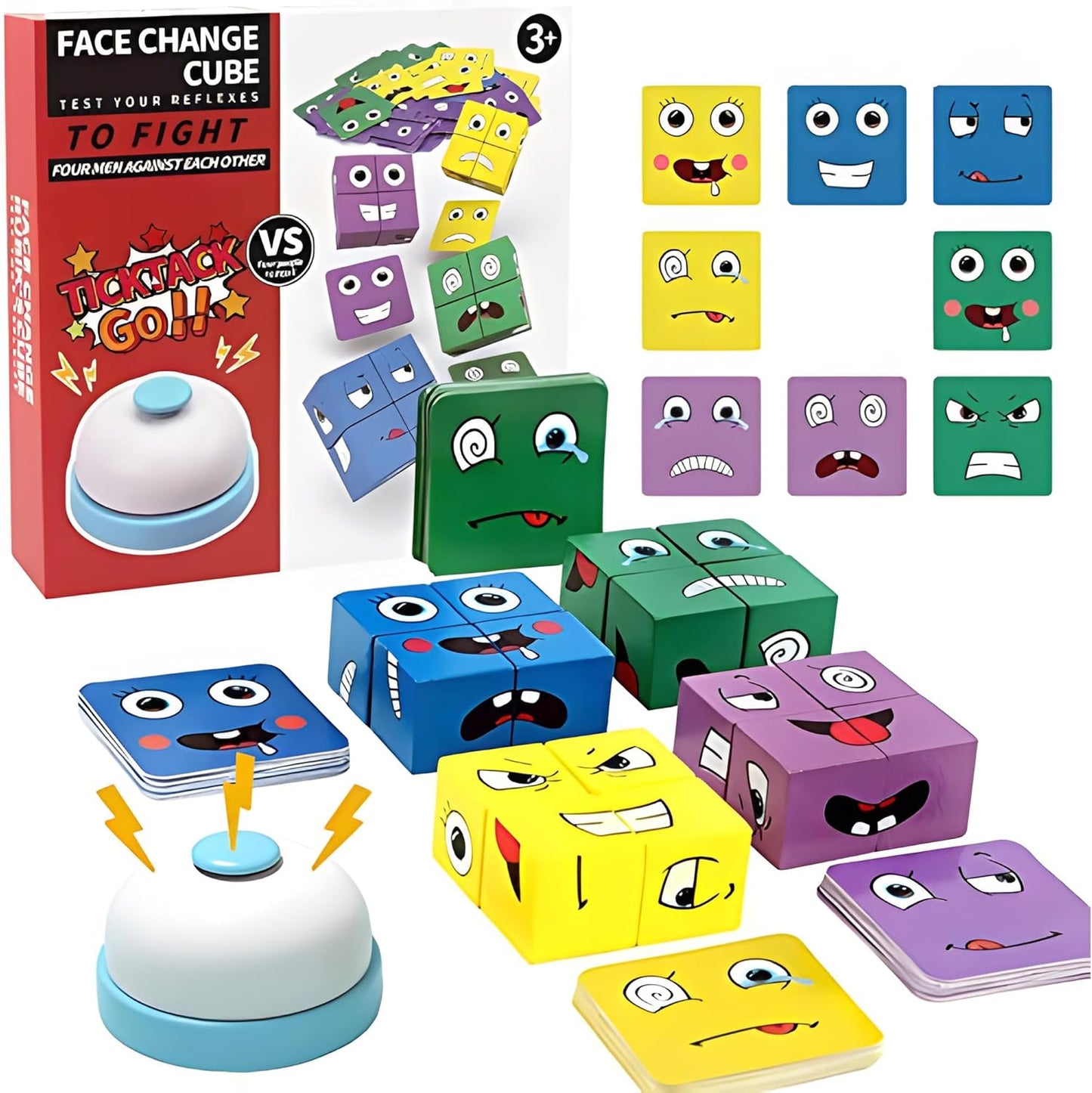木製表情魔方益智遊戲 Wooden Expression Cube IQ Puzzle