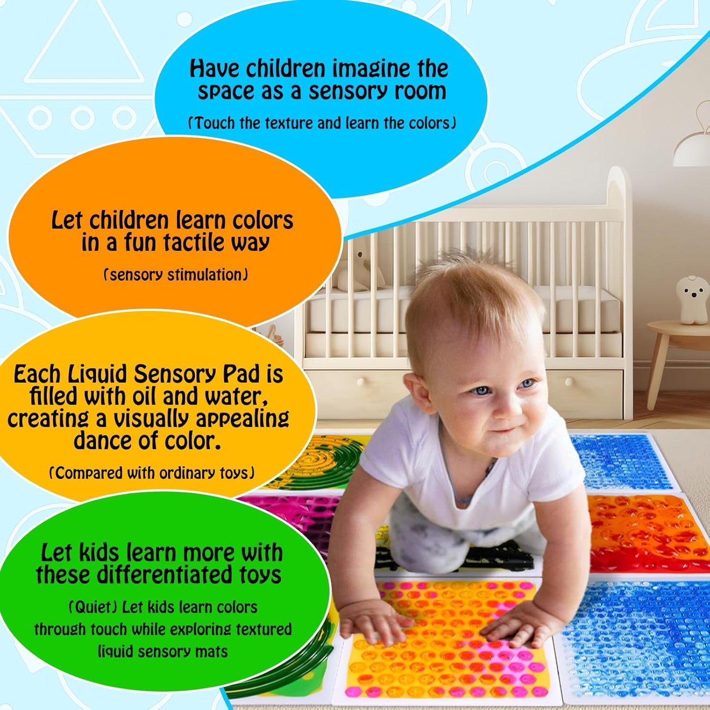感統地墊6入組 30CM 液流觸覺墊 A款 Sensory Liquid Mats 6-Pack A Set