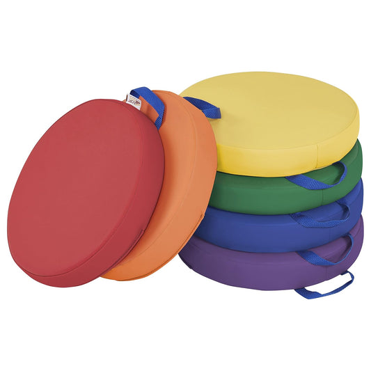 ECR4Kids靈活學習地板坐墊6件組-彩虹色系 SoftZone Round Floor Cushions, 6-Piece Set - Rainbow Tones