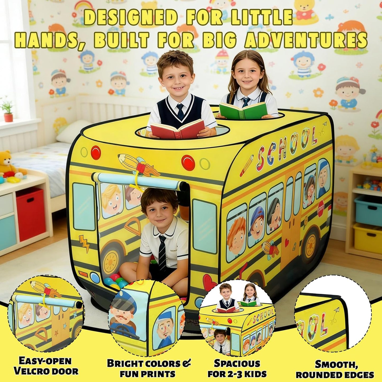 校車造型兒童快開遊戲帳篷 School Bus Pop-Up Play Tent