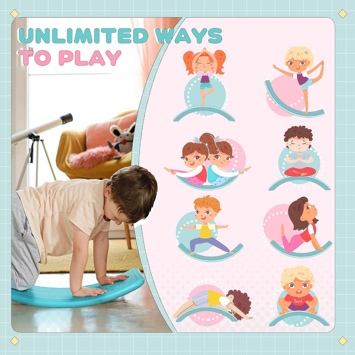 兒童平衡曲面板 92×28cm Kids Curvy Balance Board
