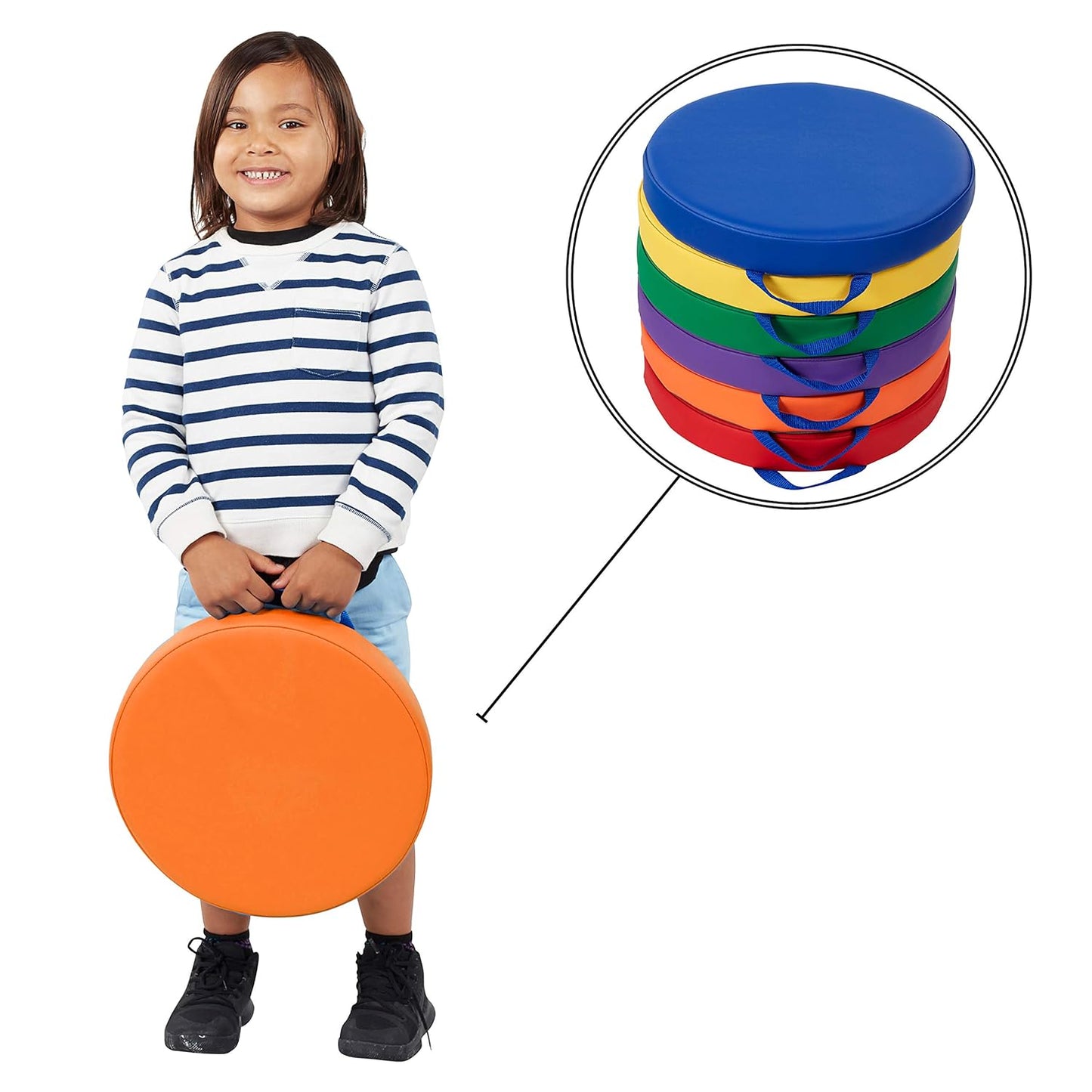 靈活學習地板坐墊6件組-彩虹色系 SoftZone Round Floor Cushions, 6-Piece Set - Rainbow Tones