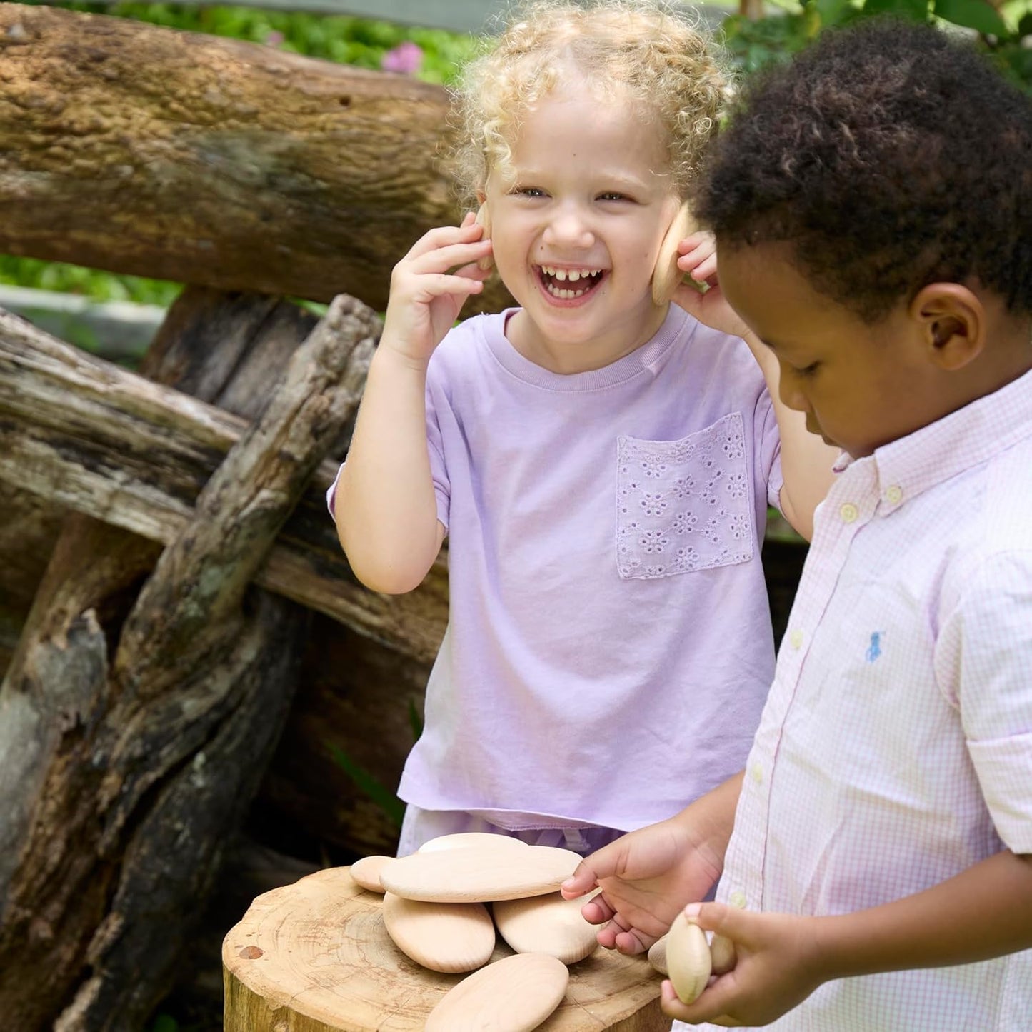 Guidecraft 木製堆石積木｜20件自然河石材質建構組 Wood Stackers｜River Stones