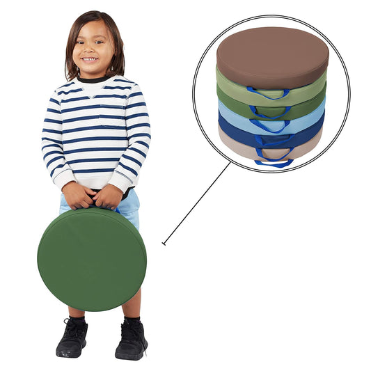 靈活學習地板坐墊6件組-大地色系 SoftZone Round Floor Cushions, 6-Piece Set - Earth Tones