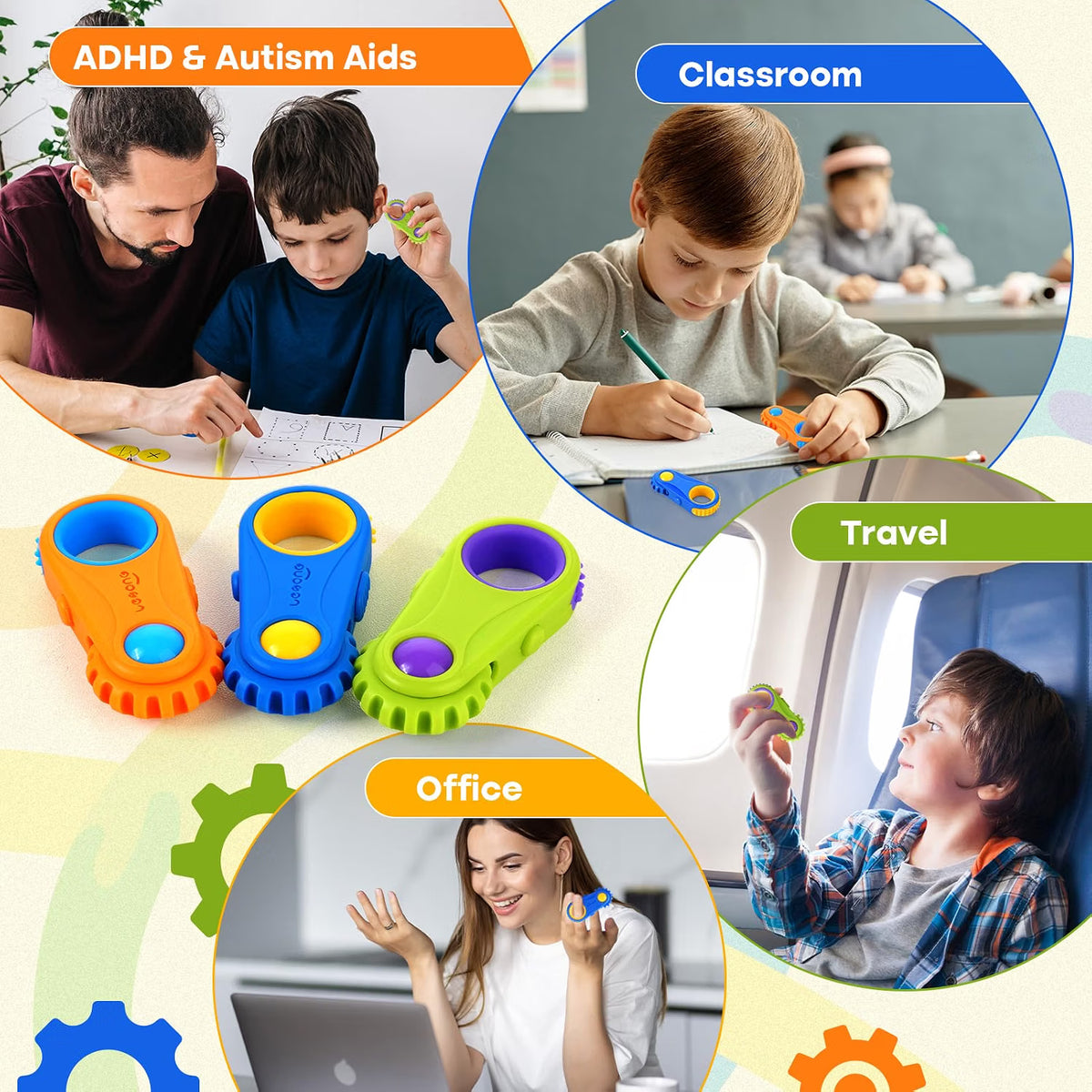 LESONG 五合一兒童感統指尖玩具 5-in-1 Sensory Fidget Toys for Kids (Pack of 3)