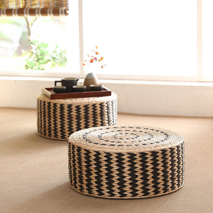 日式蒲草手工編織圓形蒲團 Handmade Natural Straw Woven Pouf