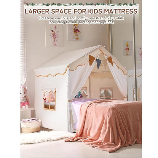 兒童雙門四窗小房子帳篷  2-in-1 Kids Play Tent with Padded Mat & Lights - Double Door Design