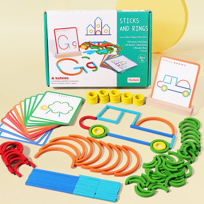 木質彩棒圓環配對玩具 Wooden Sticks & Rings Matching Toy