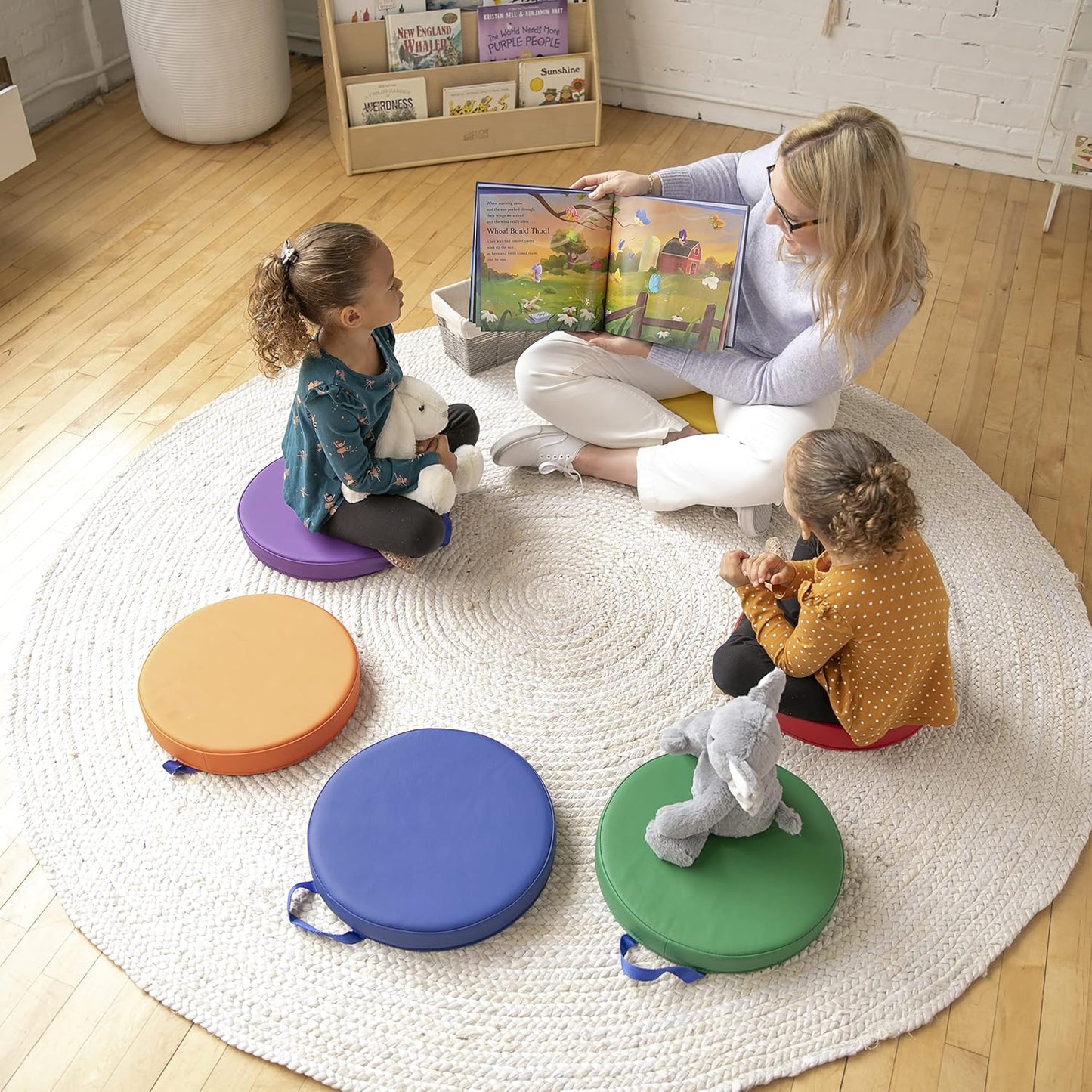 靈活學習地板坐墊6件組-彩虹色系 SoftZone Round Floor Cushions, 6-Piece Set - Rainbow Tones