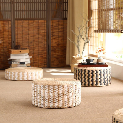 日式蒲草手工編織圓形蒲團 Handmade Natural Straw Woven Pouf
