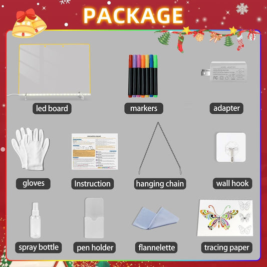 DIY 兒童 LED 螢光發光畫板 (可擦寫多色切換) Kids LED Glow Drawing Board