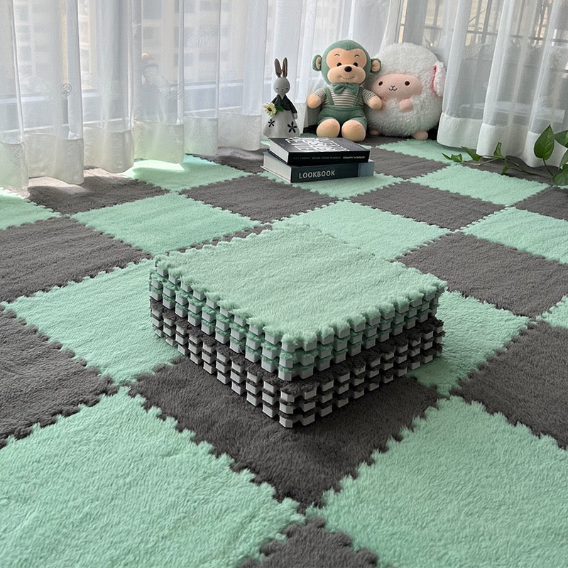 柔軟絨毛拼接泡沫地墊 4塊 Plush Foam Interlocking Floor Tiles 4 pieces