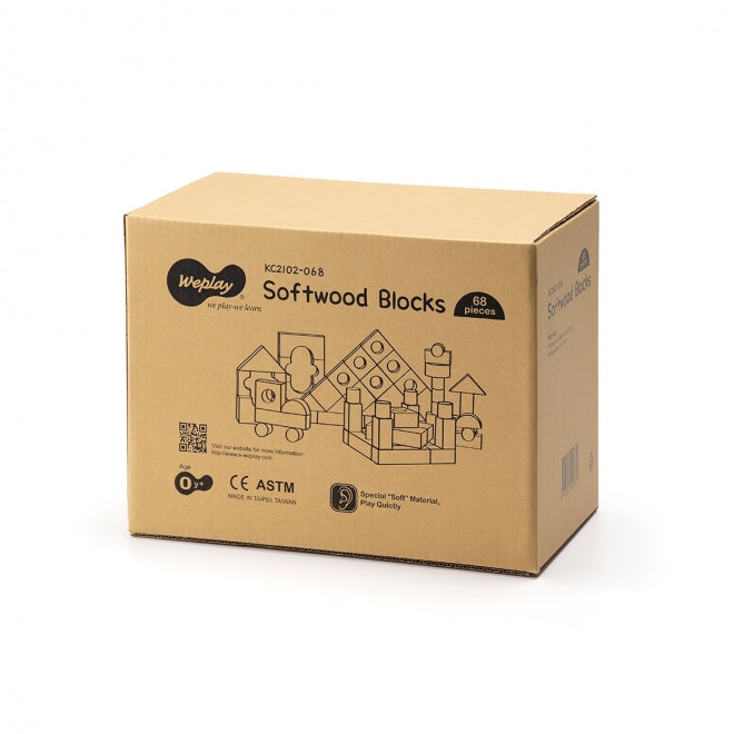 Weplay 軟質木紋積木4cm-68件 Soft Woodgrain Blocks 4cm-68pc