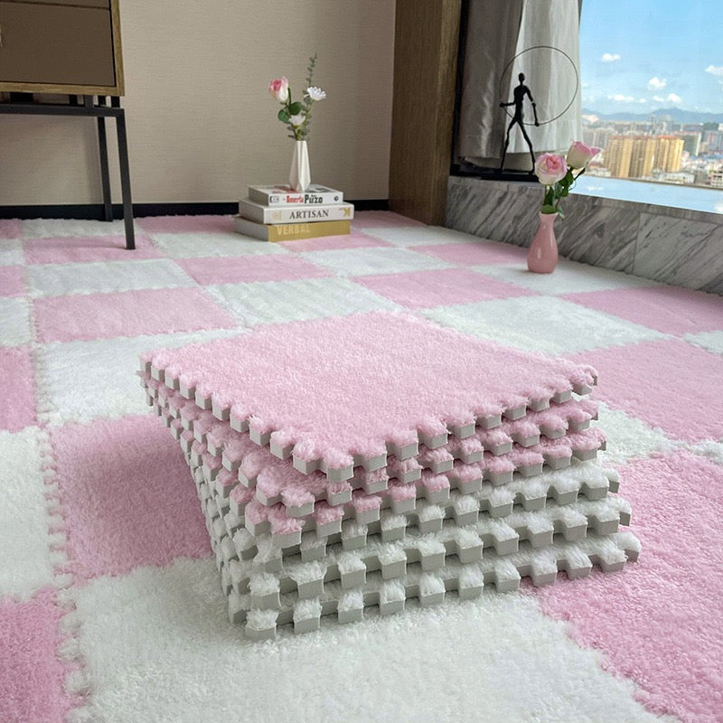柔軟絨毛拼接泡沫地墊 4塊 Plush Foam Interlocking Floor Tiles 4 pieces