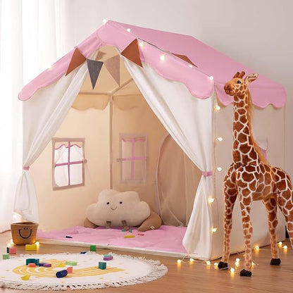 兒童雙門四窗小房子帳篷  2-in-1 Kids Play Tent with Padded Mat & Lights - Double Door Design
