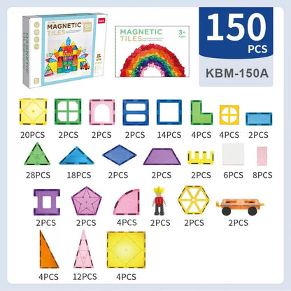 Kebo 透光彩窗磁力片益智幾何積木 120/150片 Magnetic Tiles Creative Building Block 120/150pcs