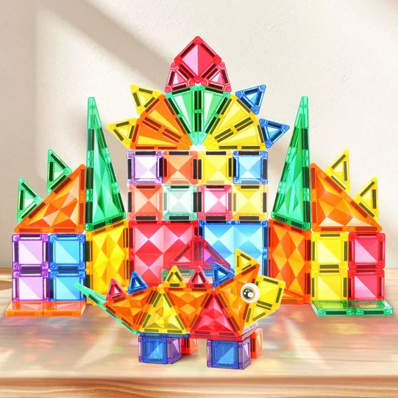 Kebo 鑽石切面透光彩窗磁力片 60片 Diamond-Faceted Translucent Magnetic Tiles 60pcs