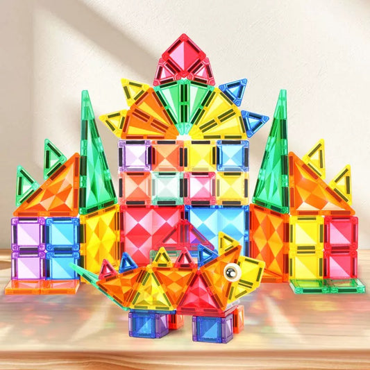 Kebo 鑽石切面透光彩窗磁力片 60片 Diamond-Faceted Translucent Magnetic Tiles 60pcs