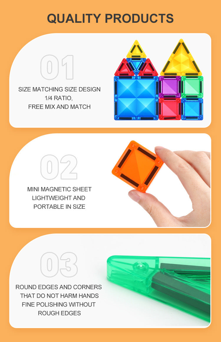 Kebo 鑽石切面透光彩窗磁力片 60片 Diamond-Faceted Translucent Magnetic Tiles 60pcs