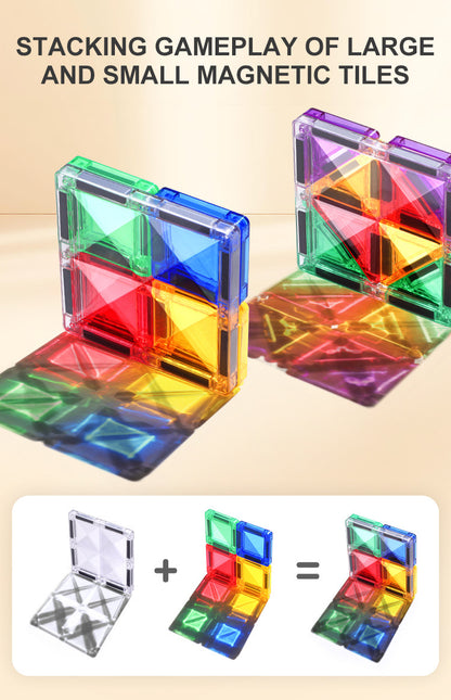 Kebo 鑽石切面透光彩窗磁力片 60片 Diamond-Faceted Translucent Magnetic Tiles 60pcs