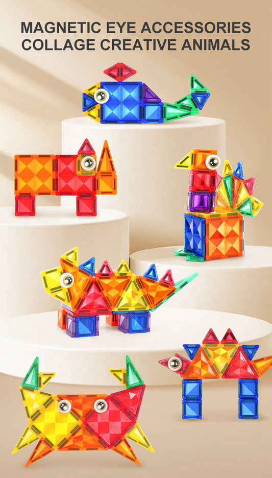 Kebo 鑽石切面透光彩窗磁力片 60片 Diamond-Faceted Translucent Magnetic Tiles 60pcs