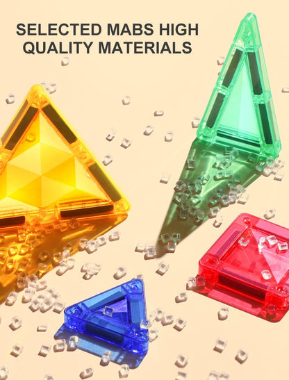 Kebo 鑽石切面透光彩窗磁力片 60片 Diamond-Faceted Translucent Magnetic Tiles 60pcs