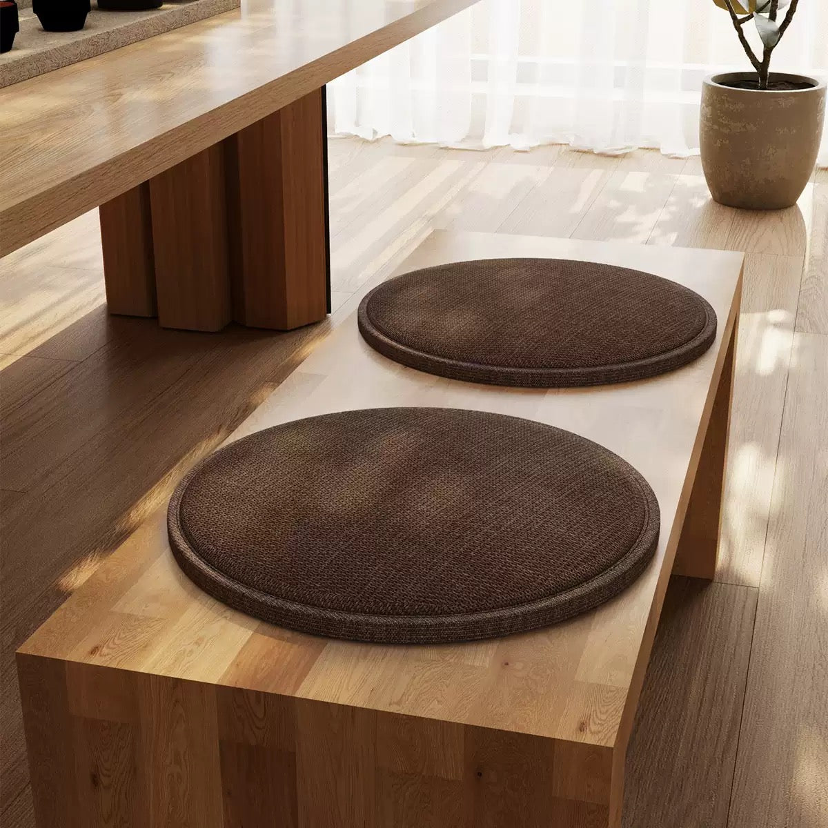 日式純色圓形坐墊 榻榻米地板墊 Japanese Round Floor Cushion — Woven Seat Pad