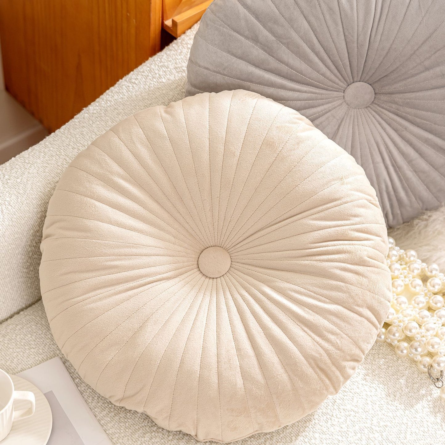 荷蘭絨南瓜坐墊 圓形褶皺蒲團／椅墊 45cm Velvet Pumpkin Round Cushion