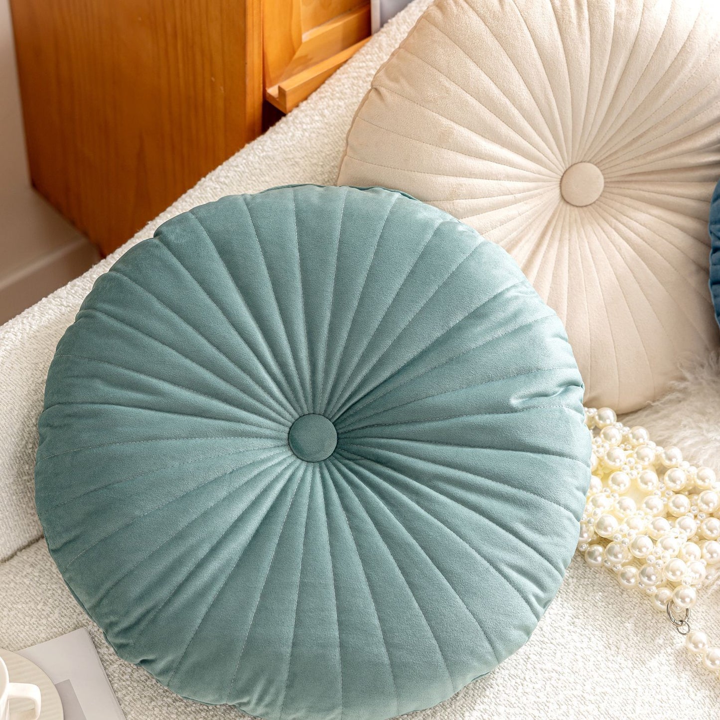 荷蘭絨南瓜坐墊 圓形褶皺蒲團／椅墊 45cm Velvet Pumpkin Round Cushion