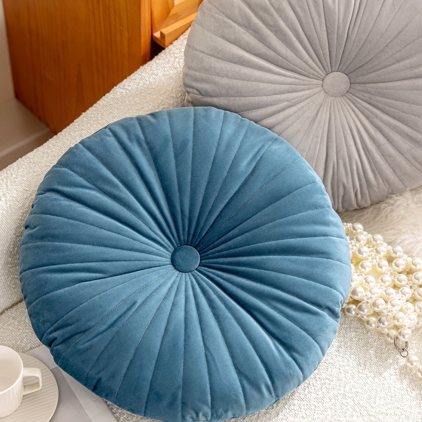 荷蘭絨南瓜坐墊 圓形褶皺蒲團／椅墊 45cm Velvet Pumpkin Round Cushion