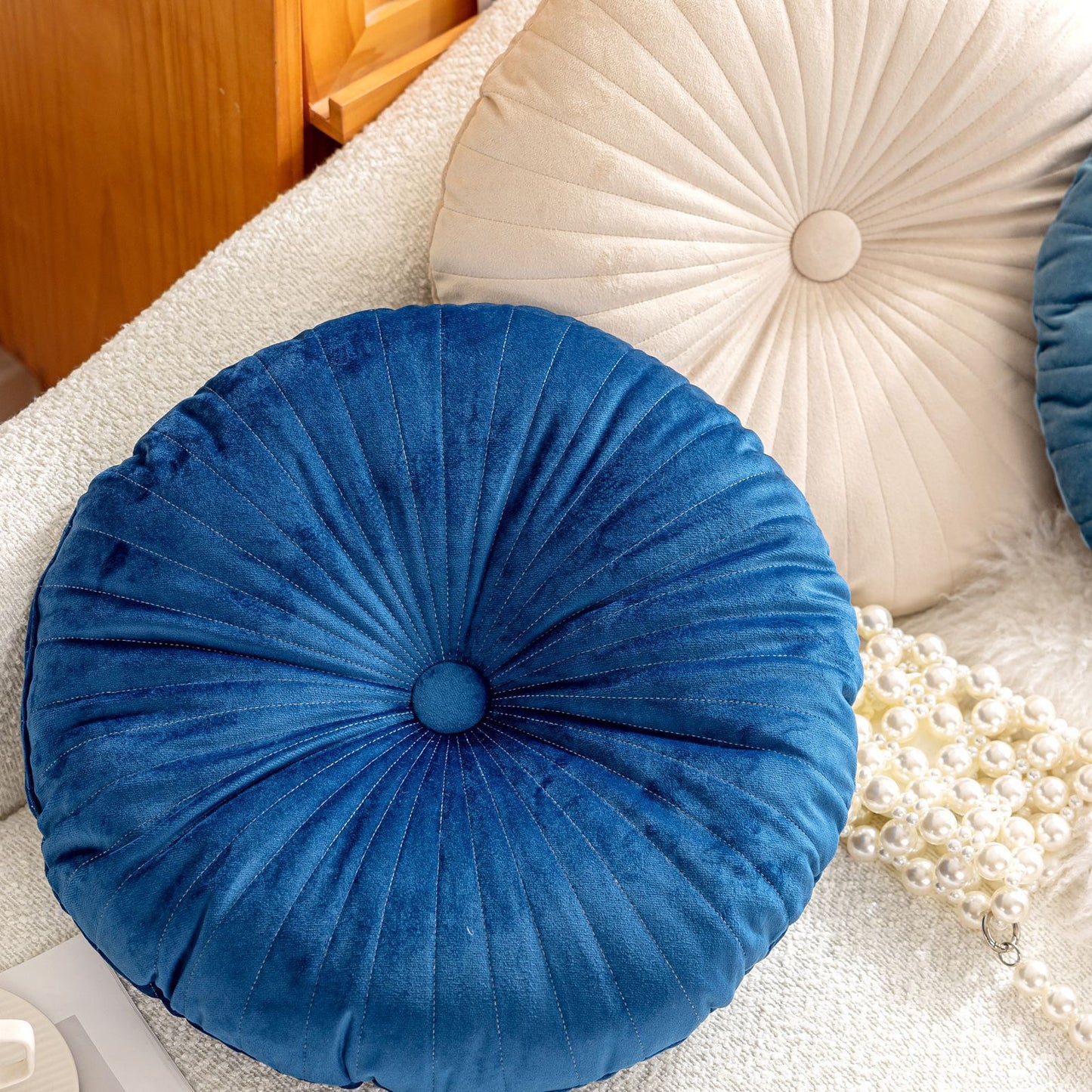 荷蘭絨南瓜坐墊 圓形褶皺蒲團／椅墊 45cm Velvet Pumpkin Round Cushion