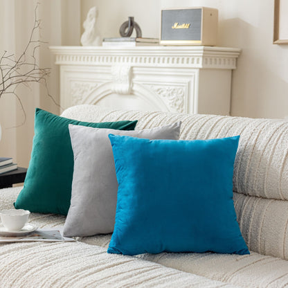 純色荷蘭絨方形抱枕（連枕芯）可拆洗靠墊 45cm Solid Velvet Square Cushion with Insert