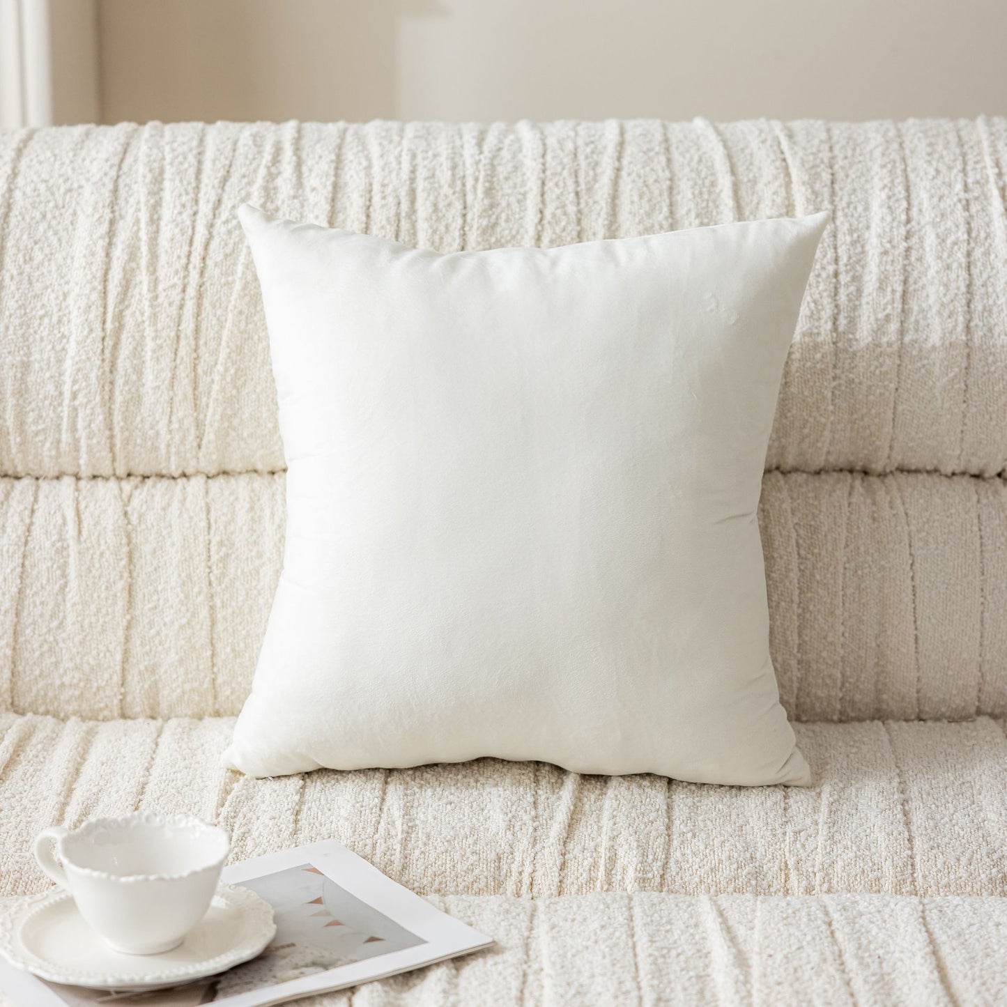 純色荷蘭絨方形抱枕（連枕芯）可拆洗靠墊 45cm Solid Velvet Square Cushion with Insert